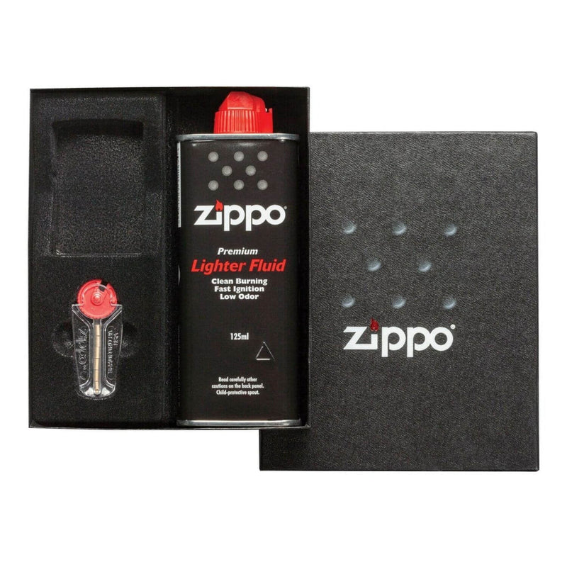 Zippo Classic Street Chrome Lighter Gift Set - Personalised with Engraving