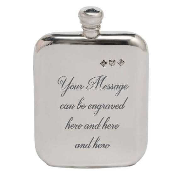 British Pewter Hip Flask Add Engraving Mister Minit