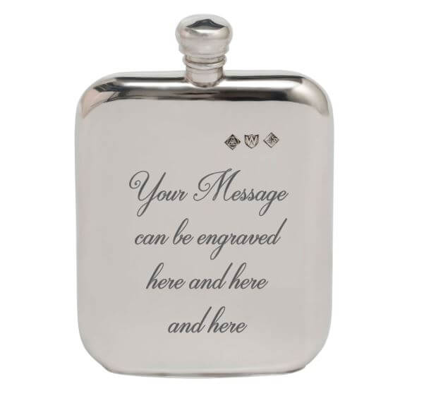 British Pewter Hip Flask - Classic Personalized Gift
