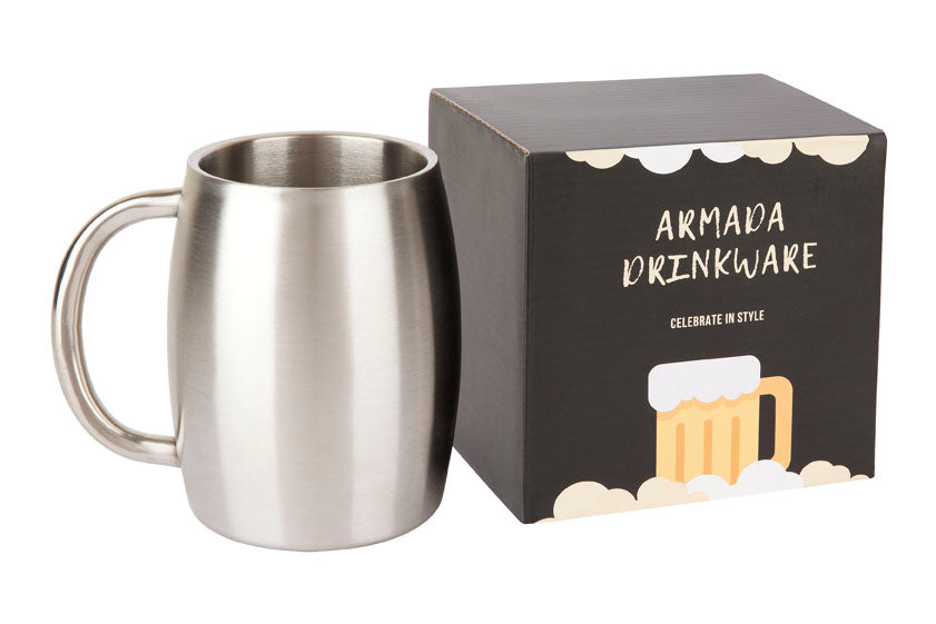 Personalised gift for him: engraved stainless steel double wall beer mug