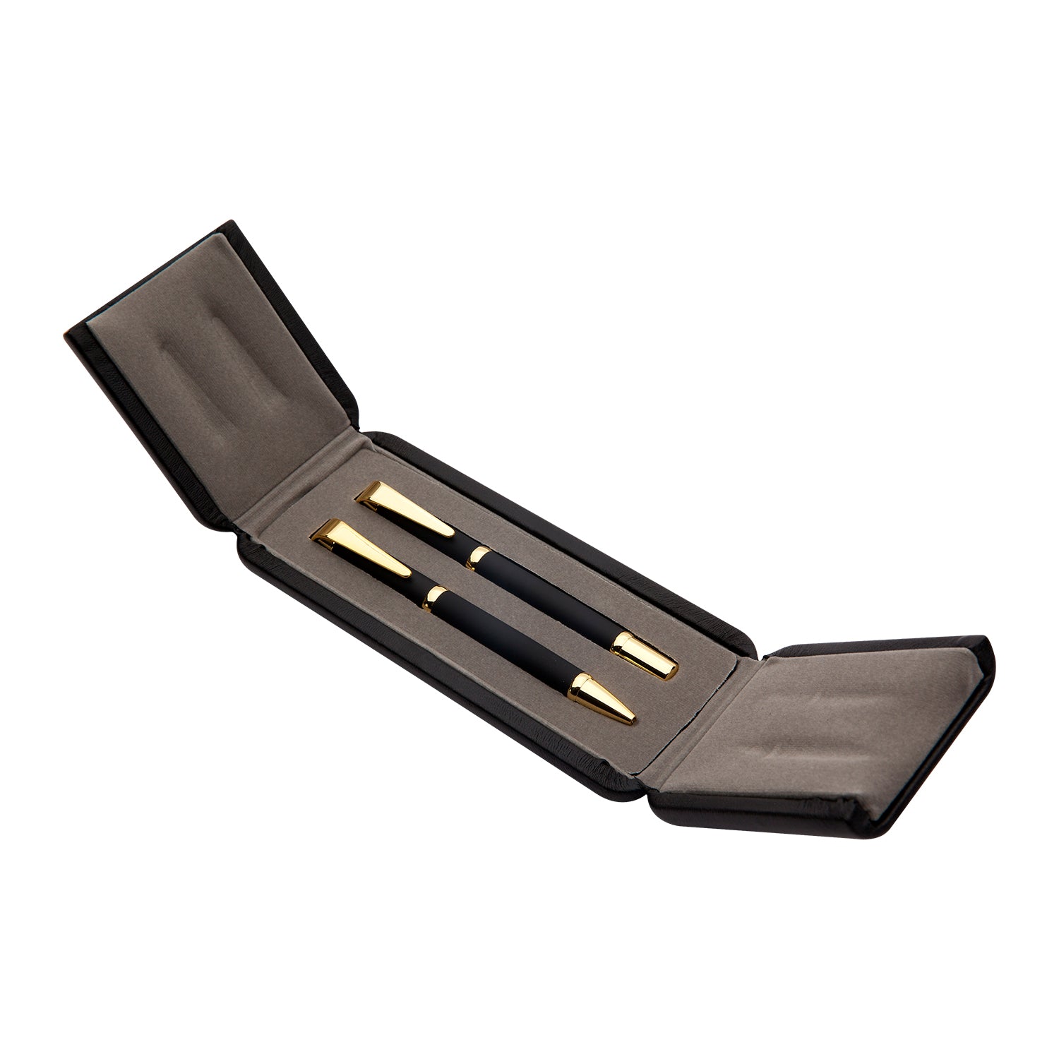 Dual Pen Set in Rigid Leather Case Add Engraving Mister Minit