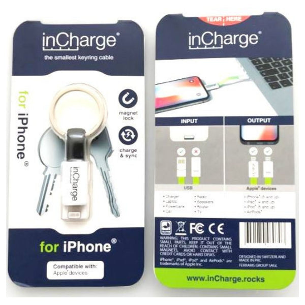 inCharge Keyring Black iPhone Charging Cable