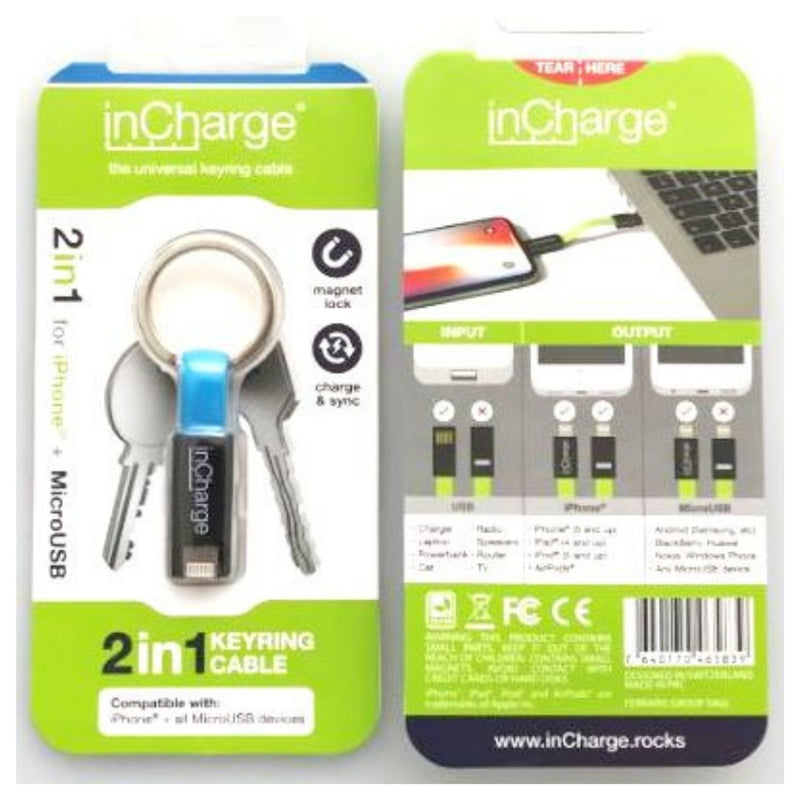 inCharge Keyring Blue Universal USB Charging Cable