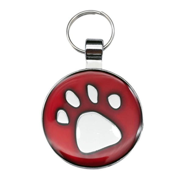 Small Red Paw Print Pet Tag