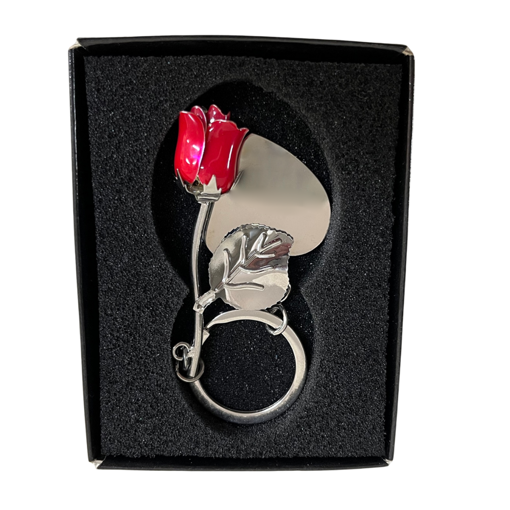 Everlasting Red Rose Keyring with Engraving and personalisation plate