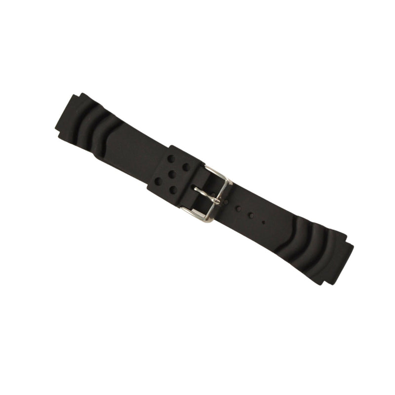 20 mm black polyurethane (PU) pin buckle watch strap to fit diver's